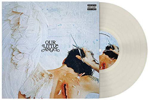 White vinyl record with cover art featuring a man with white wings and blood.