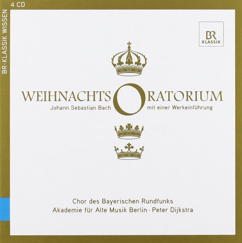 CD cover for Bach’s Christmas Oratorio featuring golden crowns and text.