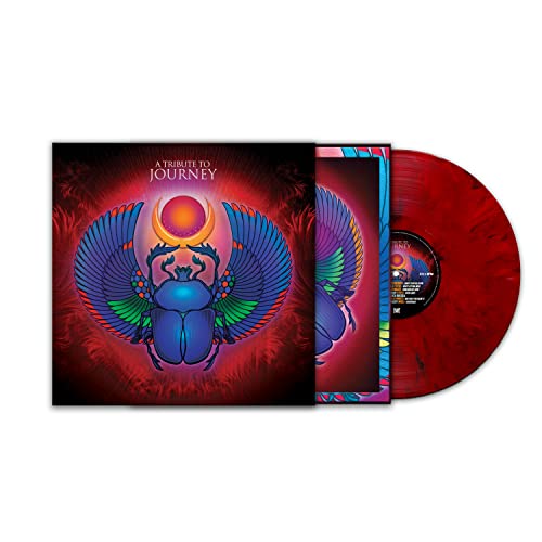A Tribute to Journey" vinyl record with a scarab beetle design and red disc.