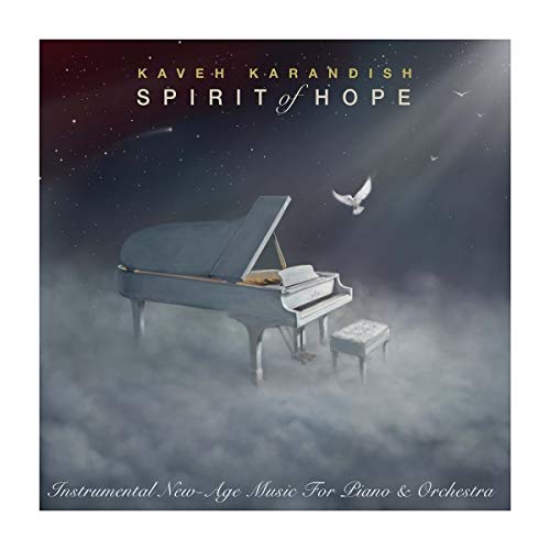 CD cover: piano in clouds with a dove, titled "Spirit of Hope".