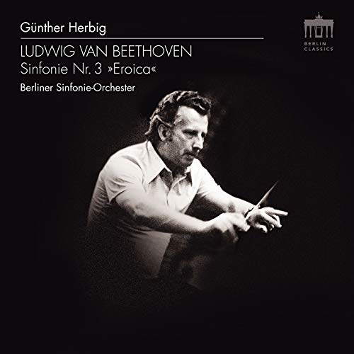 Black and white CD cover with a conductor holding a baton against a dark background.