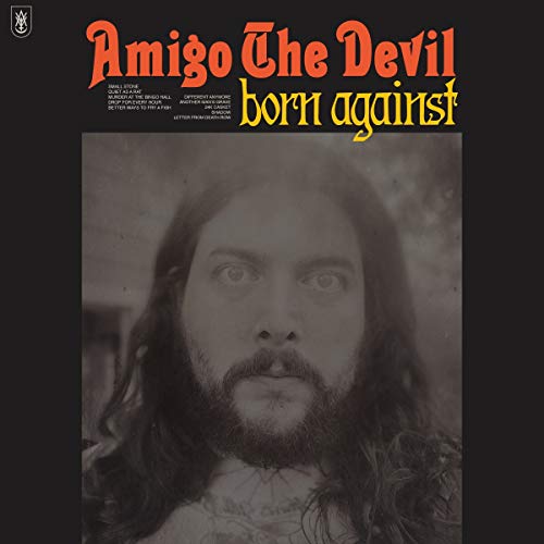 "Album cover with a black-and-white portrait of a man with long hair and beard."