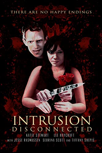 Movie poster for "Intrusion: Disconnected" featuring a couple and a knife.