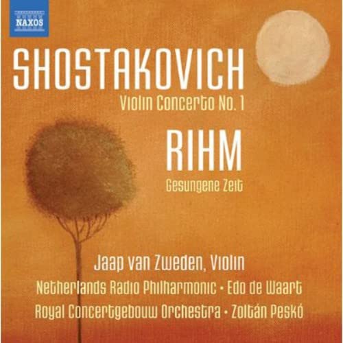 CD cover for Shostakovich and Rihm violin concertos, featuring a tree.