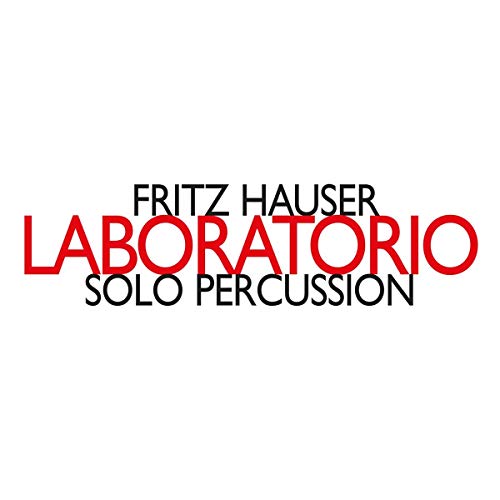 The image is a CD cover for "Fritz Hauser - Laboratorio-Solo Percussion". * The cover features the artist's name, "FRITZ HAUSER", in black text. * The title "LABORATORIO" is prominently displayed in large red text. * Below the title, "SOLO PERCUSSION" is written in smaller black text. * The background of the cover is white. Alt text: CD cover with "Fritz Hauser Laboratorio