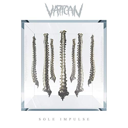 CD cover for Vatican’s “Sole Impulse” featuring spinal columns in a display case.