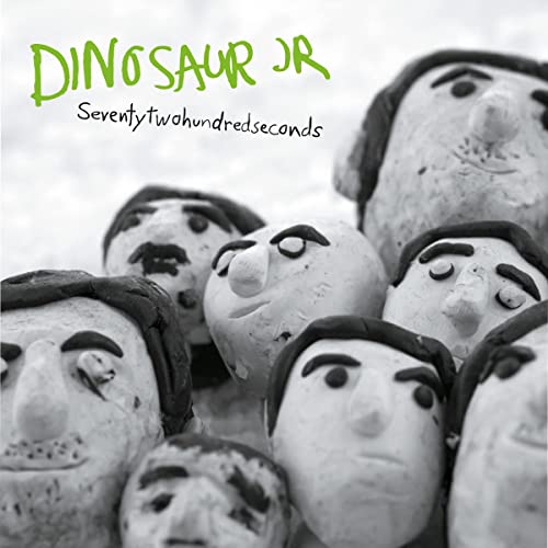 Dinosaur Jr. album cover: sculpted heads in grayscale with green text.