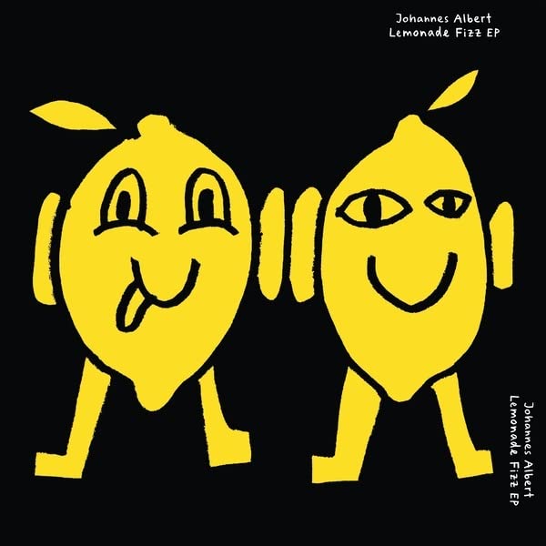 Black background with two cartoon yellow lemons facing forward.