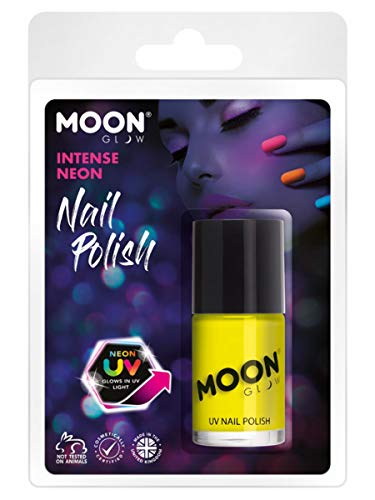 Smiffys Moon Glow Intense Neon UV Nail Polish, Neon Yellow