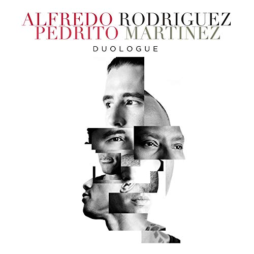 Album cover with fragmented black-and-white portraits of two men's faces on a white background.