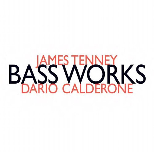"CD cover with 'Bass Works' in black and artist names in red on white background."