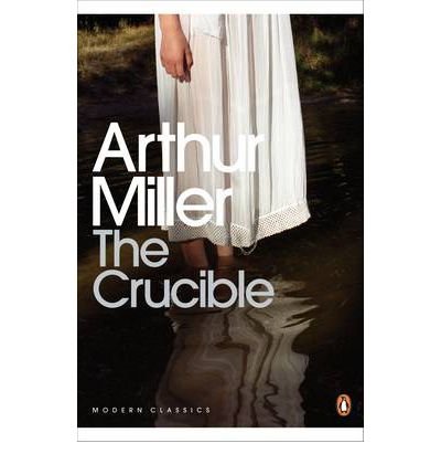 Book cover of "The Crucible" by Arthur Miller, featuring a woman in white dress.