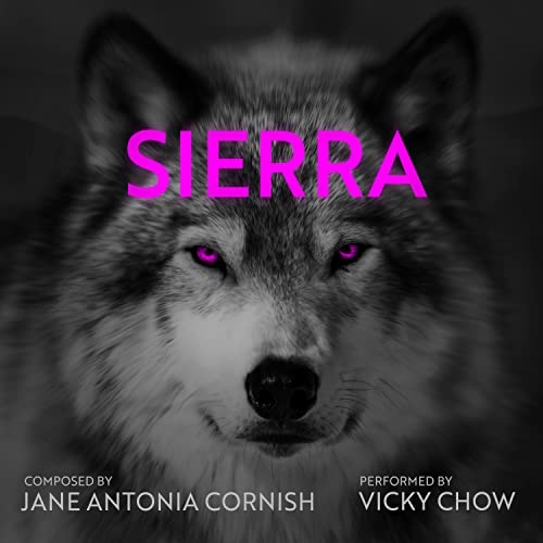CD cover featuring a grayscale wolf with bright pink eyes and text.