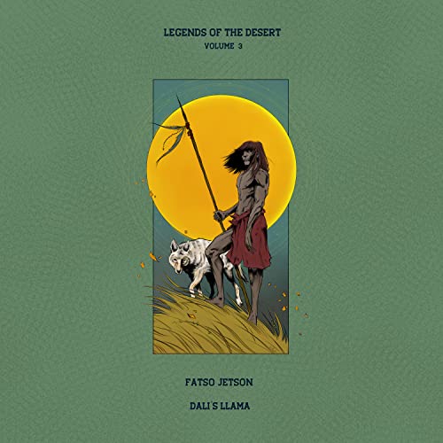 CD cover: desert scene with figure, llama, and large yellow sun.