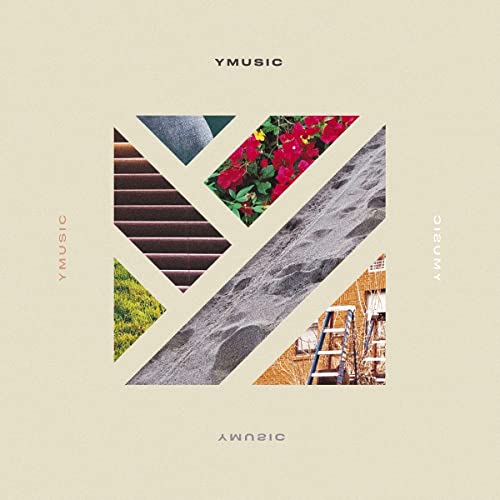 Ymusic CD cover with a geometric design of photos and text.
