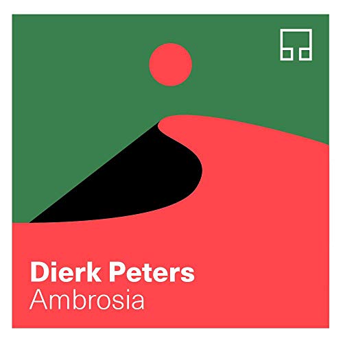 "Dierk Peters Ambrosia CD cover with green, red, and black abstract design."