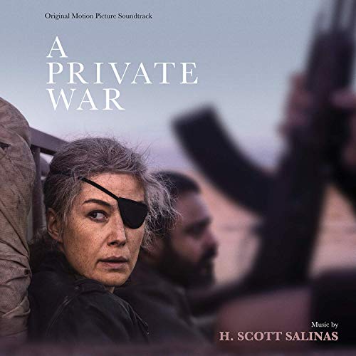 "A Private War" soundtrack cover featuring a woman with an eyepatch.