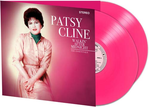 Patsy Cline album cover and two pink vinyl records.