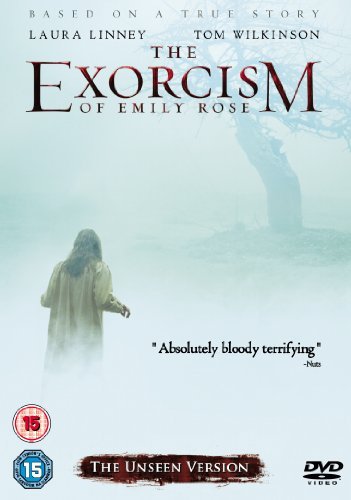DVD cover for "The Exorcism of Emily Rose" featuring a girl in a foggy landscape.