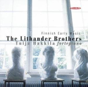 "CD cover with three pianos in front of a window, Finnish Early Music title."