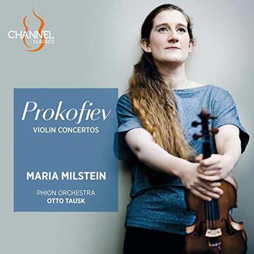 Woman with violin, album cover for Prokofiev: Violin Concertos by Maria Milstein.