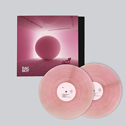 Pink vinyl records with white labels and album cover featuring a pink sphere.
