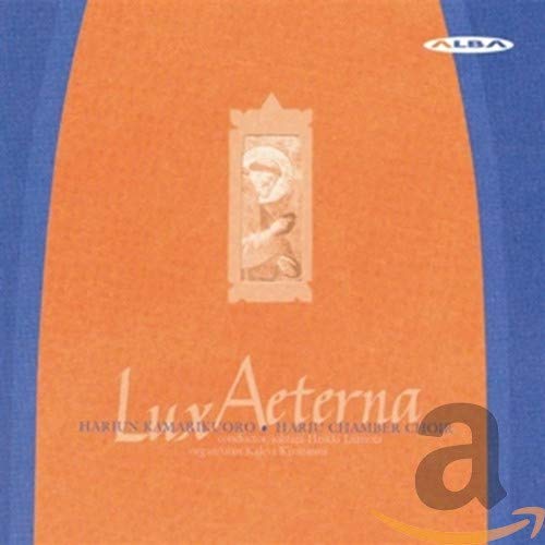 CD cover with orange background, religious icon, and text "Lux Aeterna".