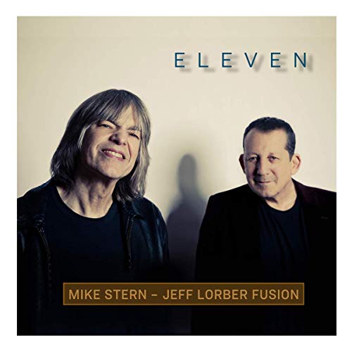 "Album cover with two men, Mike Stern and Jeff Lorber, against a beige background."