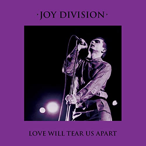 Joy Division record cover: Ian Curtis performing with a microphone.