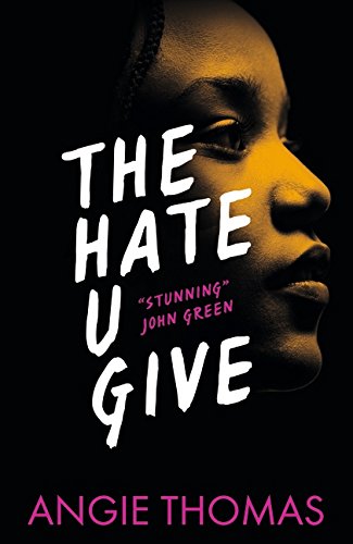 Book cover of "The Hate U Give" by Angie Thomas, featuring a girl's face.