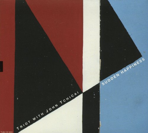 CD cover with abstract geometric design in red, black, and blue.
