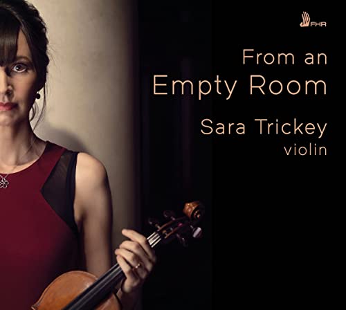 CD cover featuring violinist Sara Trickey with violin and dark background.