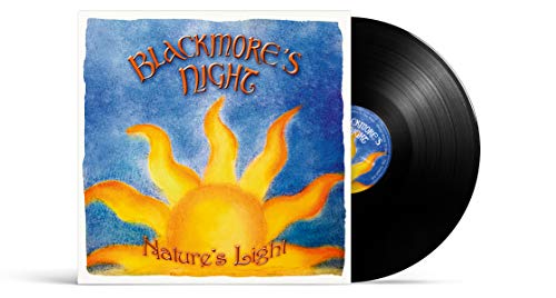Blackmore's Night album cover: painted sunburst over blue sky, text reads "Nature's Light".
