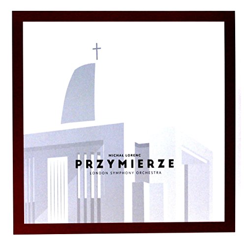 Album cover for "Przymierze" featuring a city skyline and a cross.