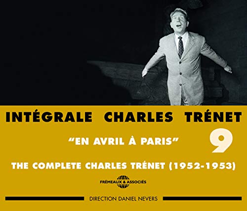 Charles Trenet album cover, black and white photo, yellow text.