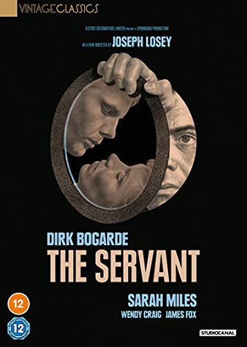 DVD cover for "The Servant" featuring a face reflected in an oval frame.