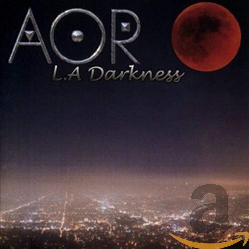 CD cover for "Aor - L.A. Darkness" with a blood moon and city lights.