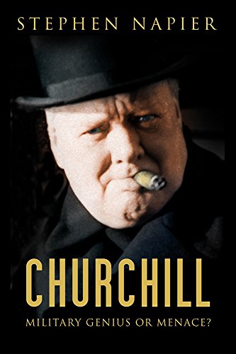 Book cover featuring Winston Churchill with a cigar, wearing a black hat, against a dark background.