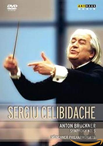 DVD cover featuring a conductor, Sergiu Celibidache, in a black jacket holding a baton.