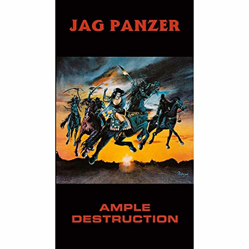 Jag Panzer "Ample Destruction" album cover: fantasy art of riders on horseback.