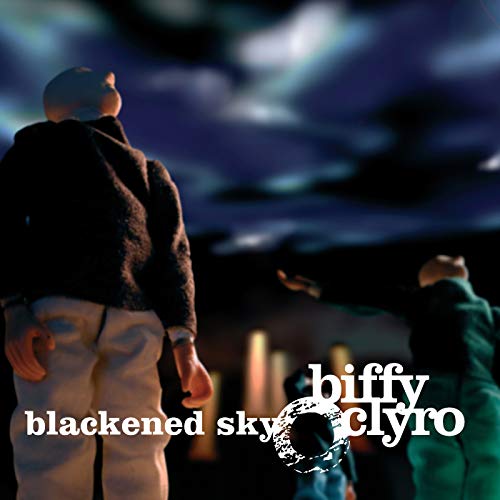 Two figures stand before a dark, cloudy sky with Biffy Clyro text overlaid.