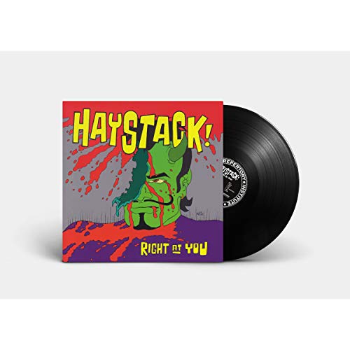Haystack "Right At You" vinyl record with a green monster illustration.