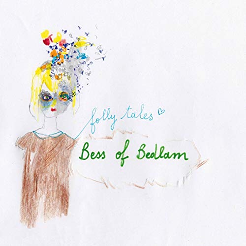 The image depicts a childlike drawing of a woman with blonde hair and a brown dress.