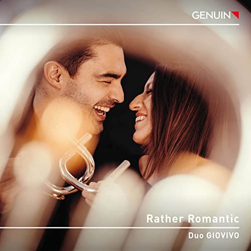 Couple smiling, with a euphonium partially visible, album cover for Duo Giovivo.