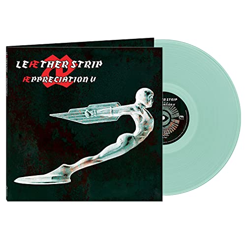 Leather Strip "Aeppreciation V" vinyl record with green disc and cover art.