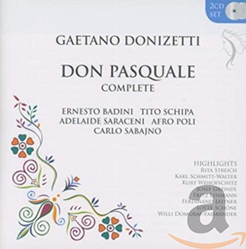 CD cover for Donizetti’s “Don Pasquale” opera, with floral design.