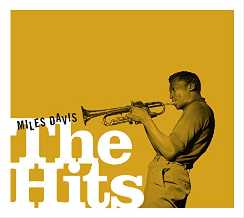 Miles Davis album cover: man playing trumpet, mustard background, white text, and white border.