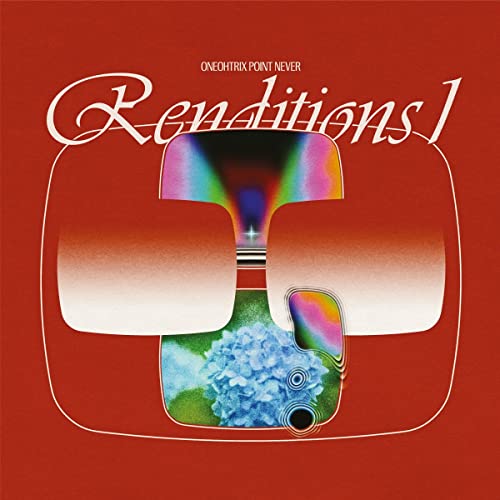 Vinyl cover art with red background, white text, and abstract shapes containing blue flowers.
