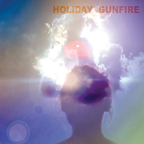 "Album cover with silhouette of a person surrounded by clouds and bright light."