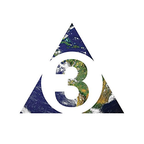 Pyramid shape with Earth imagery and a large white number 3.
